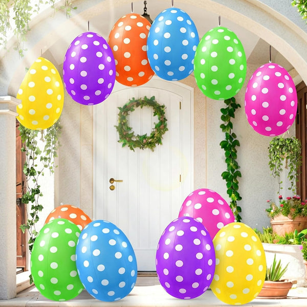 12 Pack 16 inch Inflatable Easter Eggs Decorations, Easter Blow Up Yard