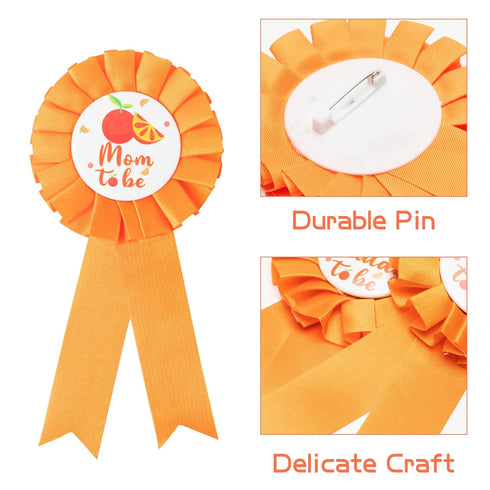 Little Cutie Citrus Maternity Sash, Orange Clementine Flower Crown, Mom to Be & Daddy to Be Corsage, Autumn Baby Shower