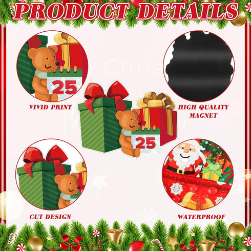 24 Pcs Christmas Decoration Magnets - Merry Christmas Car Refrigerator Magnet Stickers for Holiday Decor