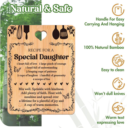 Daughter Birthday Gifts - "Recipe for a Special Daughter" Engraved Bamboo Cutting Board, 11x8.5x0.35 in.