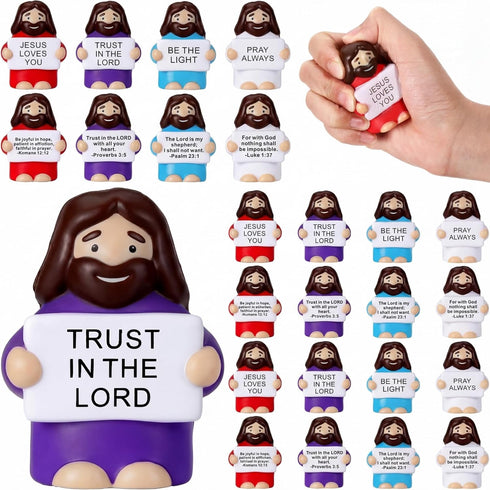 JolliLudo 24 Pack Jesus Stress Balls for Coworkers Adults Mini Foam Squeeze Fidget