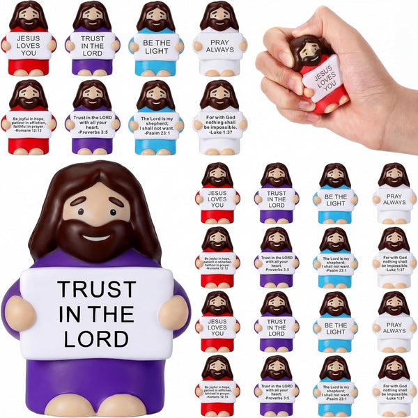 JolliLudo 24 Pack Jesus Stress Balls for Coworkers Adults Mini Foam Squeeze Fidget