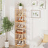 7 Closet Vertical Tall Shoe Rack For Entryway - Tall Tier Free Standing Slim Narrow Bamboo Wood Shoe Boots Storage
