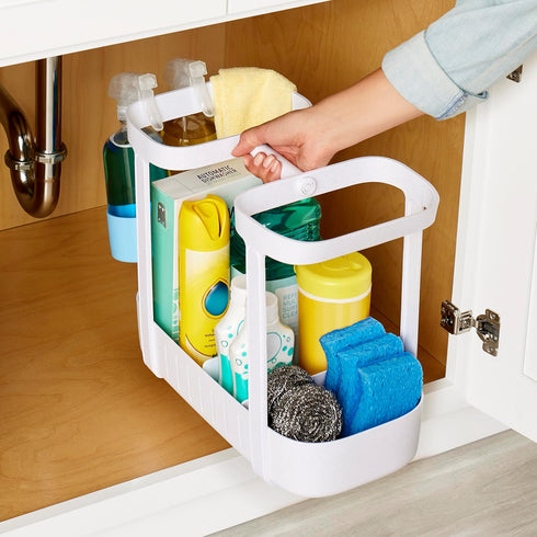 YouCopia SinkSuite Under Sink Cleaning Caddy, 2-Tier Adjustable Organizer for Kitchen and Bathroom Storage and