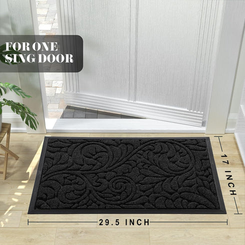 Yimobra Sturdy Door Mat, Heavy Duty Welcome Mats for Home Entrance, Weather Resistant Easy Clean (Black)