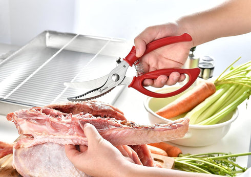 Heavy Duty Poultry Shears - Kitchen Scissors for Cutting Chicken, Poultry, Game, Meat - Chopping Vegetable - Spring