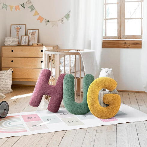 14.9" Lx11.8 huraty Alphabet L Pillow Ginger Initial Letter Cushion Decorative Nursey Pillow Lambs Wool Novelty Room