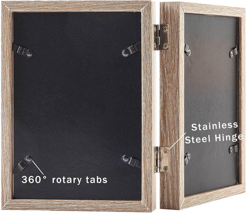 AVEAX Double 5x7 Picture Frame, Wood Grain Photo Frame, Shadow Box Frame