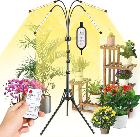 yentbokj Grow Lights for Indoor Plants Yellow Light with 15-63 inches Adjustable Tripod