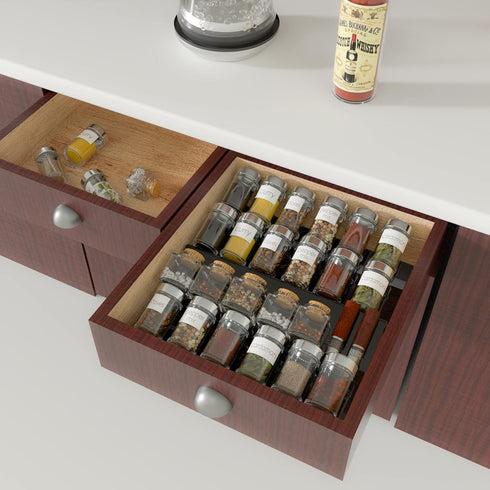 Adjustable Acrylic Spice Drawer Organizer Rack, Expandable from 8 Inch to 16 Inch for Seasoning Jars