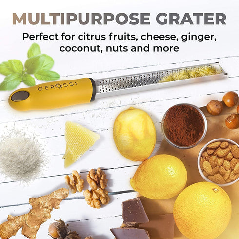 Stainless Steel Cheese and Citrus Zester Grater - Extra Sharp Blade for Lemons, Parmesan, Garlic, Chocolate