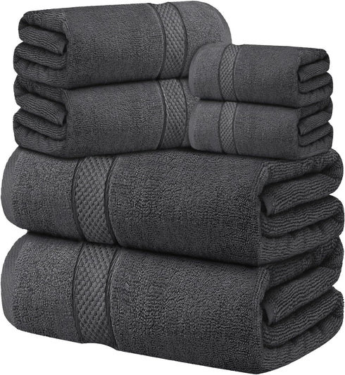Set 600 6 100% Set Set Oakias Premium Towel GSM Piece Grey - Ring Spun Cotton Highly Absorbent Towels - Super Soft