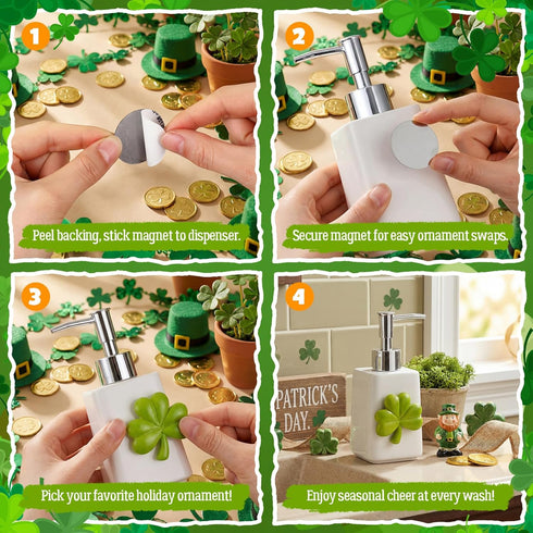 4th Set 9 Gejoy Seasonal Soap Dispenser Patriotic of July Magnetic Interchangeable - Ceramic Hand Soap Dispenser