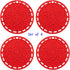 Silicone Hot Pads Set of 4 - 6 in 1 Multi-Purpose Kitchen Tool, Pot Holder, Microwave Cover, Jar Opener, Red, 8 Inches