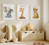 3 Pcs Safari Nursery Canvas Wall Art Kids Cute Inspirational Animal Lion Giraffe Elephant Painting Picture Wall Decor
