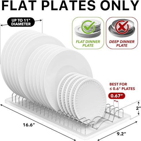 Simple Houseware Chrome Stainless Steel Plate Drying Rack with Drainboard