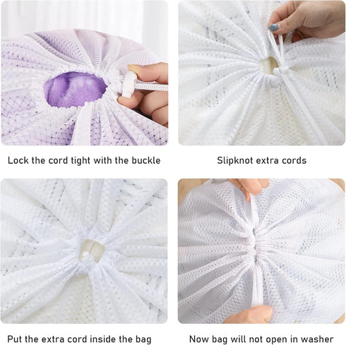 Polecasa Heavy Duty Diamond Mesh Laundry Bags with Drawstring Closure and ID Tag, Large Laundry Hamper Liner, Washable