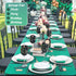 Disposable Plastic Table Cover Roll: 54in x 120ft Green Tablecloths with Easy Slide Cutter for Parties