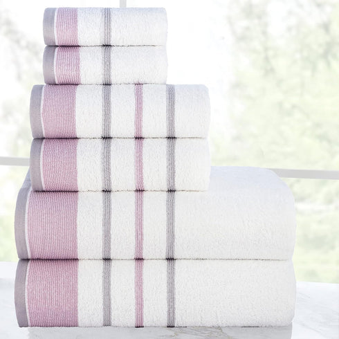 6Pcs 100% Set- 600GSM, 2Bath 2Hand 2Washcloths, Set CASA COPENHAGEN White Bay Egyptian Cotton Large Designer Towels