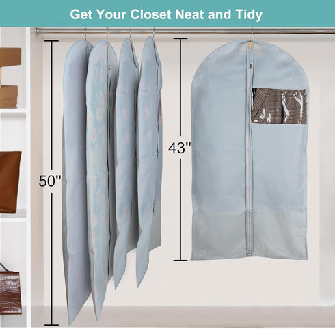 Dress Bags for Gowns - 65" Long Hanging Clothes Bags with Clear Windows, Foldable Garment Bag for Storage & Travel (2