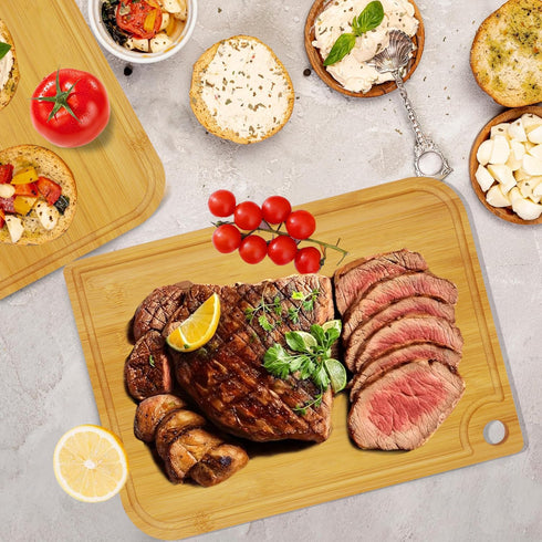 3Pcs Bamboo Cutting Boards for Kitchen, Healthy Wooden Cutting Boards for kitchen, Charcuterie, Vegetables, Cheese