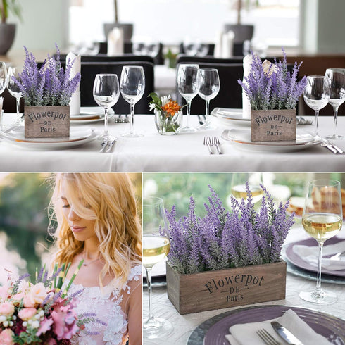 10 Bundles Fake Flowers, Artificial Lavender Faux Plastic Plants for Home Decor, Wedding, Kitchen, Garden