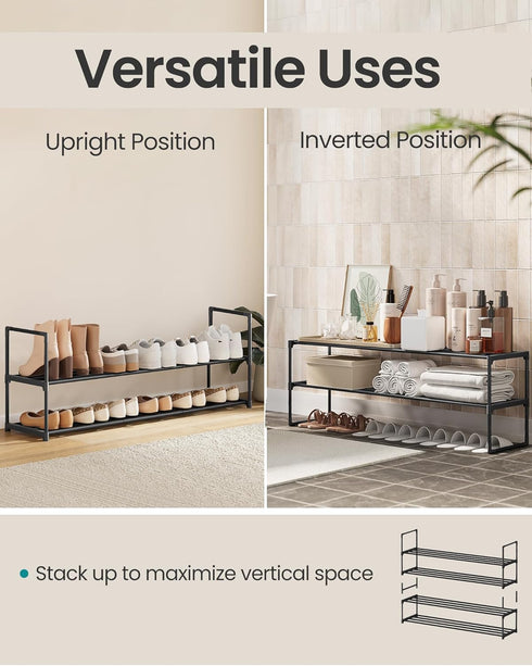 2-Tier 15-18 11.8 46.1 14.6 Inches, ULSA032B01 SONGMICS Shoe Rack, Shoe Organizer, Metal Storage Shelf, Upright