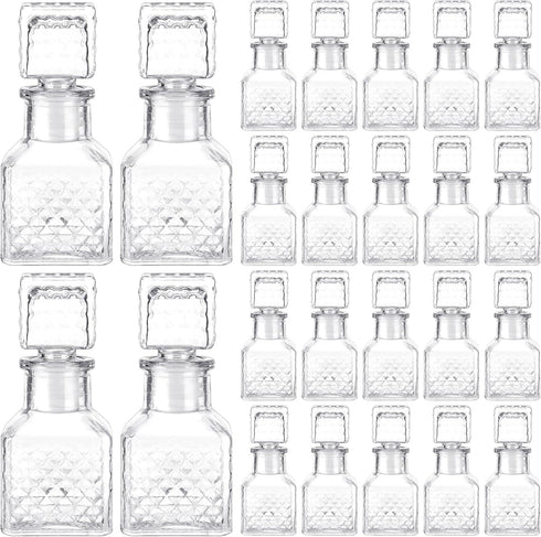 Chuangdi 24 Pcs Mini Glass Wine Bottles 1.7oz Glass Patron Bottles with Stopper