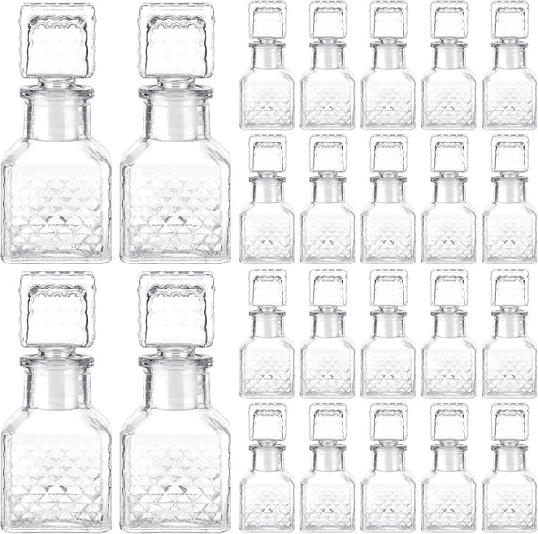Chuangdi 24 Pcs Mini Glass Wine Bottles 1.7oz Glass Patron Bottles with Stopper