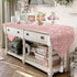 72 inch Blush Pink Table Runner Triangular End, Spring Mother's Day Fluffy Faux Fur Dresser Runners for Bedroom, Coffee