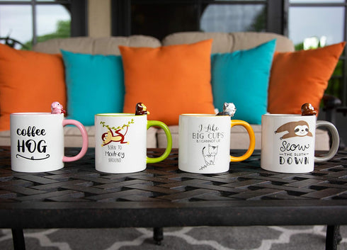 Pavilion Gift Company Slow The Sloth Down - Gray 17oz Dolomite Coffee Cup Mug