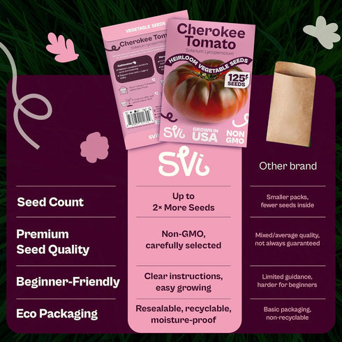 125 Packets SVI Cherokee Purple Tomato Seeds (Solanum lycopersicum) Purple Cherokee Tomato Seed Heirloom Tomatoes