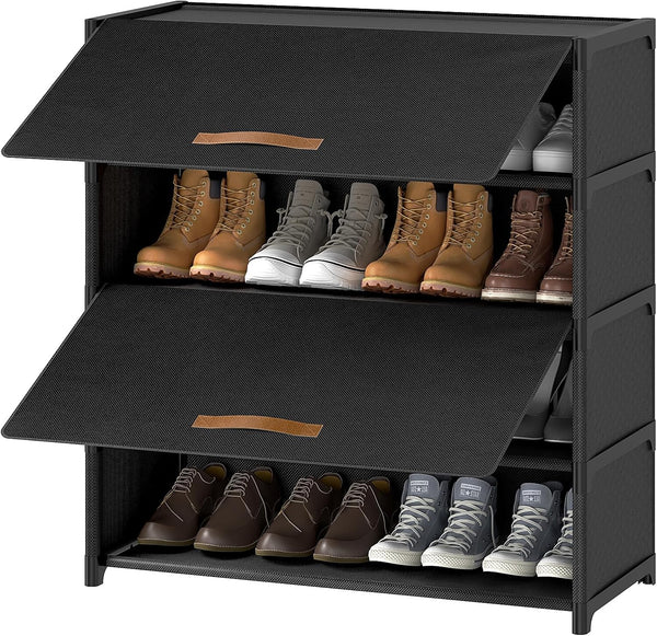 Shoe Rack, 5 Tier Shoe Storage Cabinet with Door 20 Pair Plastic