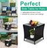 Bonnlo 46x46x50cm Outdoor Coffee Table, Small Garden Side Table with Glass Top and Shelf Underneath, Outside Patio