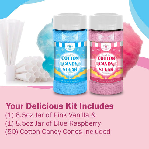 Under the Sun Products Package Grape)-8.5oz (1 Count (Pack 2 Cotton Candy Floss Sugar of ct-(Pink Vanilla, Blue