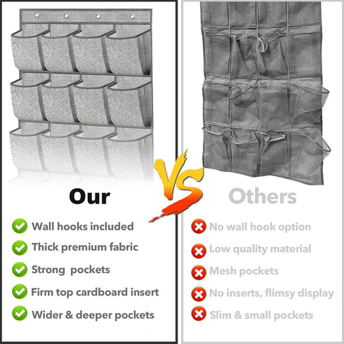 2 Pack 48 Closet homyfort Over the Door Shoe Organizer, Hanging Shoe Rack Storage Holder with Large Pockets for Door