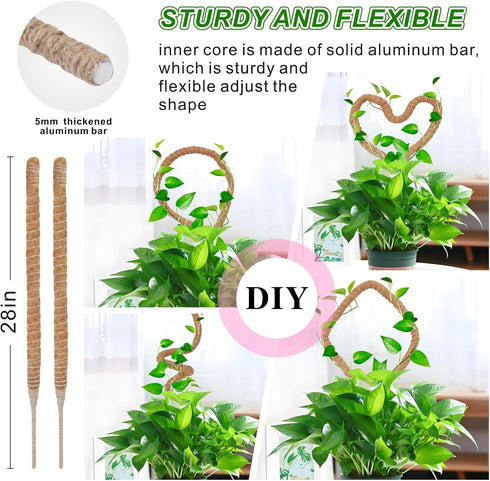 GUIDOT 2 Pack 28 Inch Moss Pole Monstera Plant Support with Repotting Mat, Plant Support Stakes, Plant Sticks Support