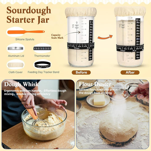 33 Sourdough Bread Baking Supplies, PCS Sourdough Starter Kit, Sour Dough Kit Tools, Bread Making Tools Kits Includes