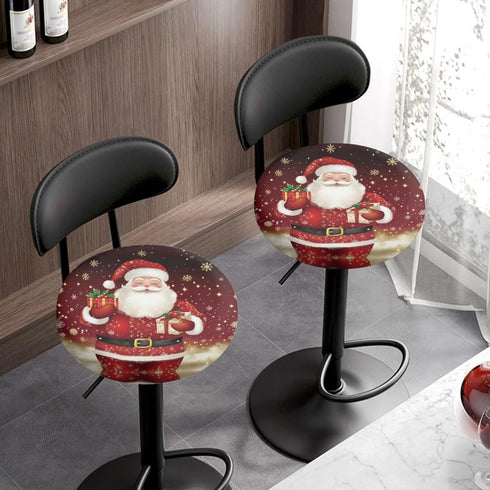 gearider Set 2 Christmas Stool Cushion Covers Round of Santa Claus Soft Stool Slipcover Bar Chair Covers Vanity Stool