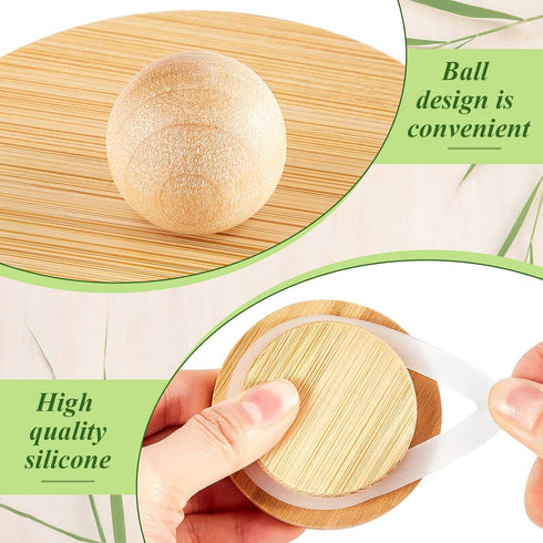 12 2. 64 1. 97 Inch Tessco for you Tessco Pcs Yogurt Jar Lids Bamboo Wood with Silicone Sealing Rings Lids Compatible
