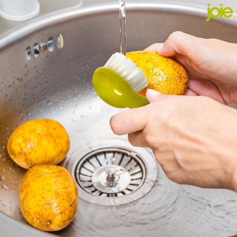 Joie Potato Scrub Brush - Ergonomic Easy Grip Handle for Cleaning Vegetables and Fruits, BPA-Free, Dishwasher Safe,