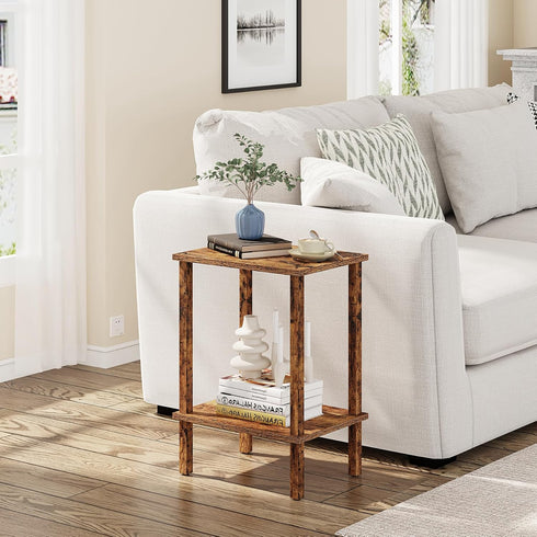2-Tier TB01BB034C TUTOTAK End Table, Side Table, Nightstand, Storage Shelf, Sofa Side Table for Small Space, Living