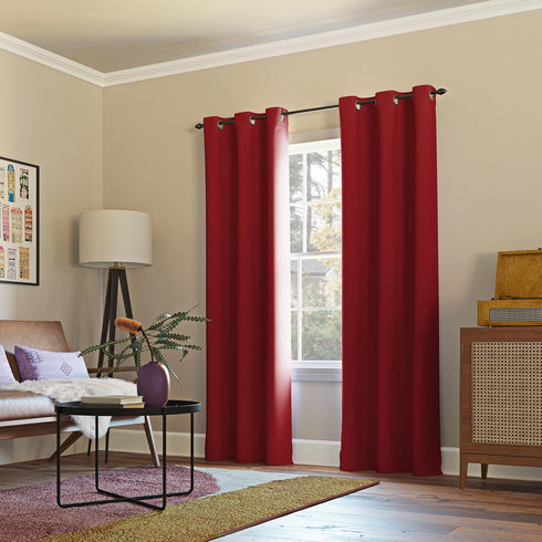 Sun Zero Easton Energy Saving Blackout Grommet Curtain Panel, 40" x 84", in Red