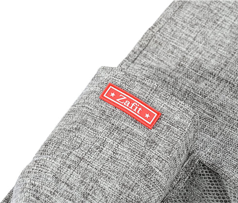 Linen 4 Pockets Bedside Caddy, Bedside Storage Organizer with Water Bottle Holder for Magazine, Remotes, Phone (Grey)