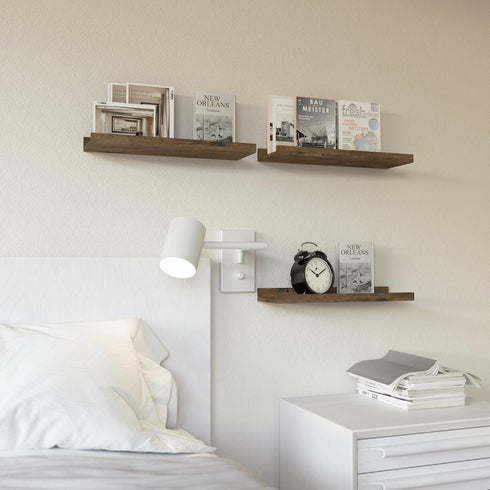 3 Set 16 inches RICHER HOUSE Floating Shelves for Wall Decor, Wall Mounted Book Shelf, Nursery Shelves Picture Ledge