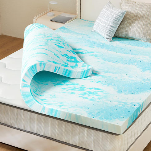 Queen Size Mattress Topper, 2 Inch Cooling Gel Memory Foam Bed Toppers, Soft Mattress Pads for RV, Camper, CertiPUR-US