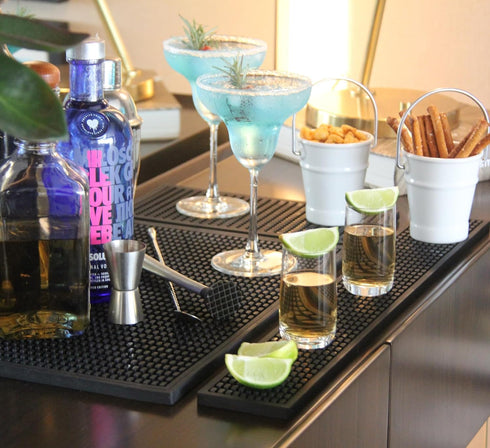 Premium Bar Rubber Spill Mat, 23.6" x 3.1" Thick Bar Rail Mat for Countertop, Home Bar, Bartending