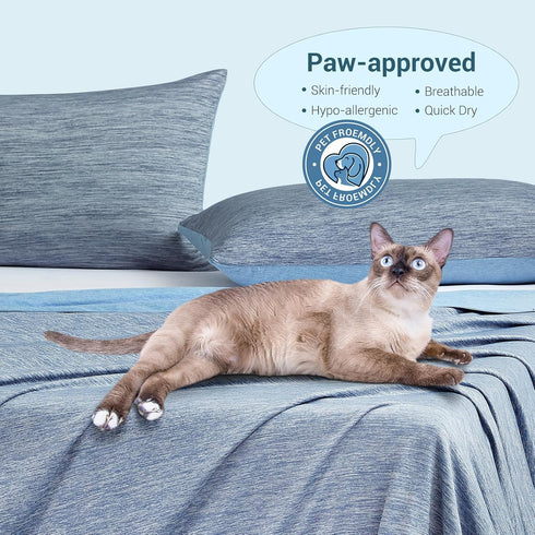 Elegear Cooling Blanket Throw - Arc-Chill 3.0 Cool Fiber, Lightweight Summer Cold Blankets for Night Sweats, Blue