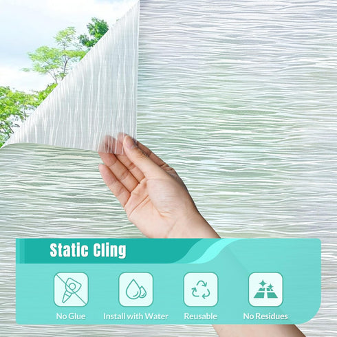 DOWELL Window Privacy Film, Frosted Glass Static Cling Window Covering, UV Blocking Decorative Sticker
