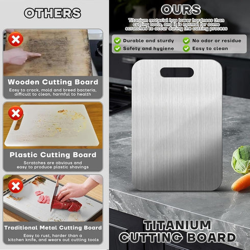 2026 100% 15.3"x11" Titanium Cutting Board - New Pure Titanium Cutting Boards, Food-Grade,Non-Slip Surface, Dishwasher